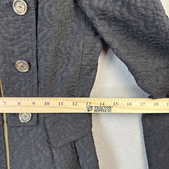 Zara Black Scroll Jacquard Embroidered Pleated Prep Jacket Blazer Womens Size XS - Picture 8 of 13